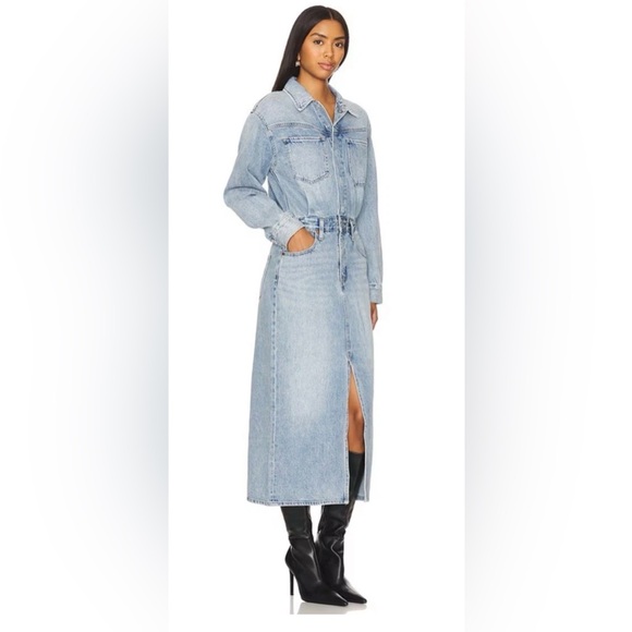 LEVI'S WESTERN DENIM MIDI SHIRT DRESS JEANS SIZE 33 NWT- Feeling This - Picture 3 of 9